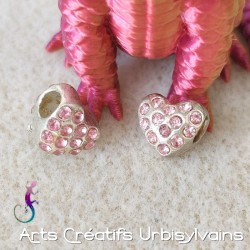 Perle cœur en métal argenté...